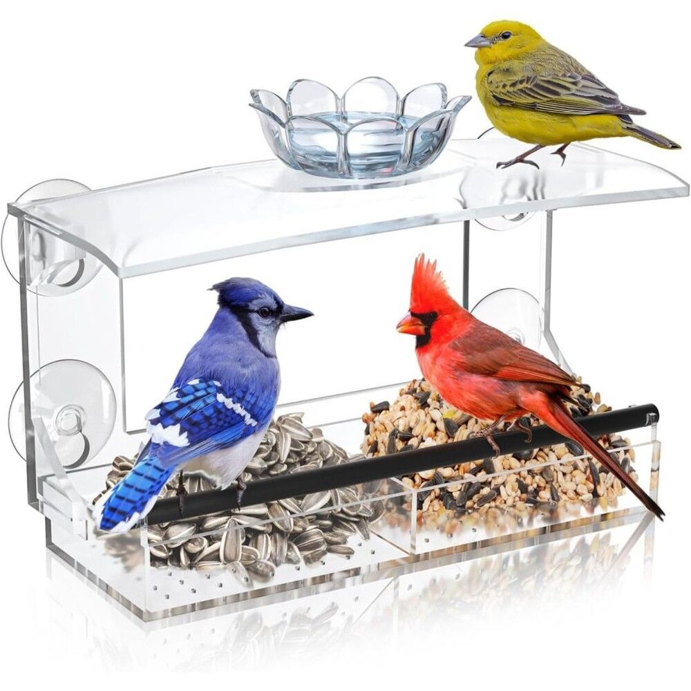 Window Bird Feeder for Outdoors Acrylic Window Bird Feeders Strong Suction Cups